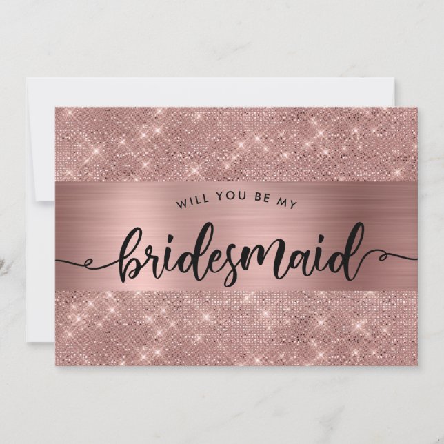 Chic Rose Gold Bridesmaid Vorschlag Einladung (Vorderseite)
