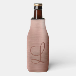 Chic Rose Gold Brushed Metal Monogram Flaschenkühler