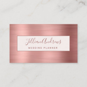 Chic Rose Gold Brushed Metal Script Professional Visitenkarte