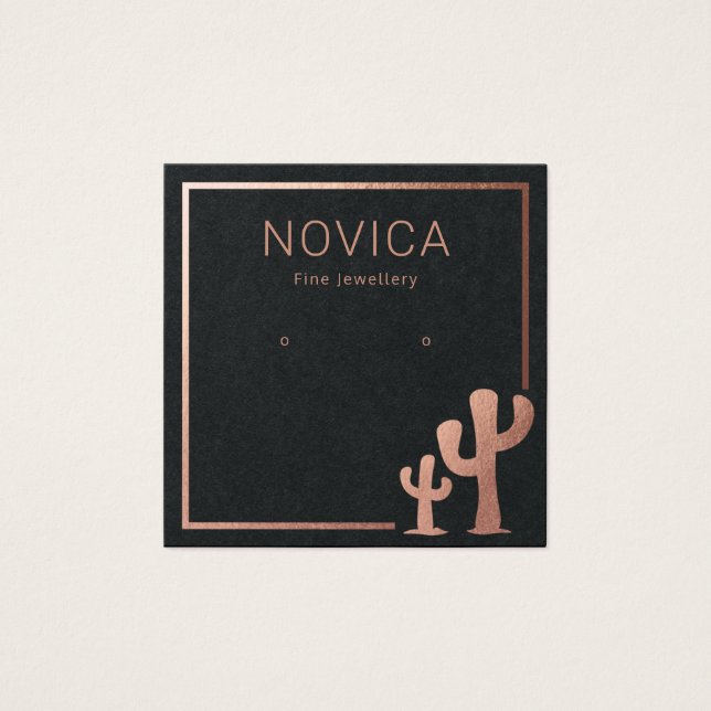 Chic Rose Gold Cactus Earring Display Card (Vorderseite)