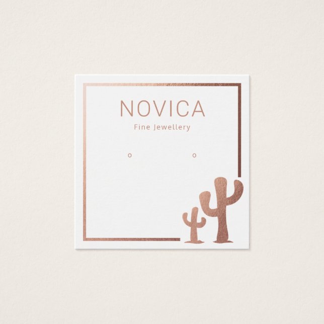Chic Rose Gold Cactus Earring Display Card (Vorderseite)