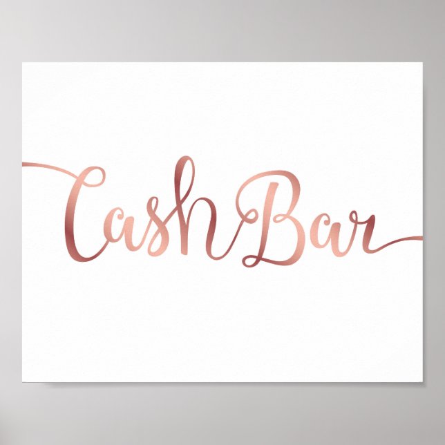 Chic Rose Gold CASH BAR Sign Print Poster (Vorne)
