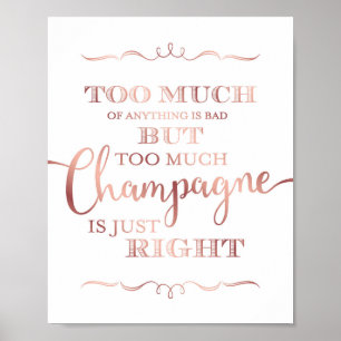 Chic Rose Gold CHAMPAGNE QUOTE Beschriftung Poster