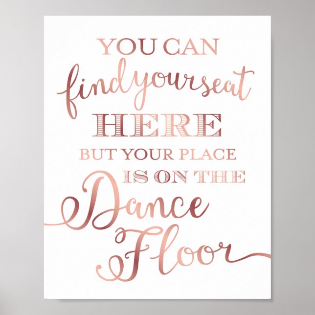 Chic Rose Gold DANCE FLOOR - SITZENANZEIGE Poster (Vorne)