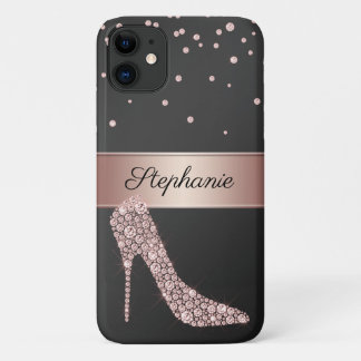 Chic Rose Gold Diamond High Heel Schuhname Schwarz Case-Mate iPhone Hülle