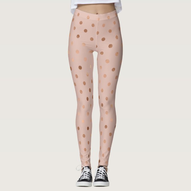 Chic Rose Gold Dots Muster Leggings (Vorderseite)