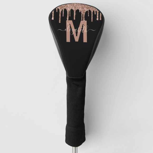 Chic Rose Gold Drilling Glitzer Monogram Name Golf Headcover (Vorderseite)