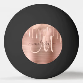Chic Rose Gold Dripping Brushed Metal Blush Script Tischtennisball