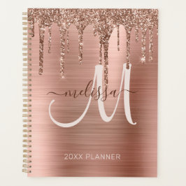 Chic Rose Gold Dripping Glitzer Brushed Metal 2024 Planer