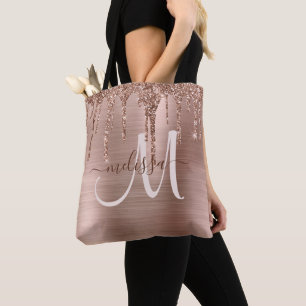 Chic Rose Gold Dripping Glitzer Brushed Metal Glam