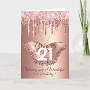 Chic Rose Gold Driving Glitzer Geburtstag Karte