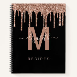 Chic Rose Gold Driving Glitzer Monogram Rezept Notizbuch