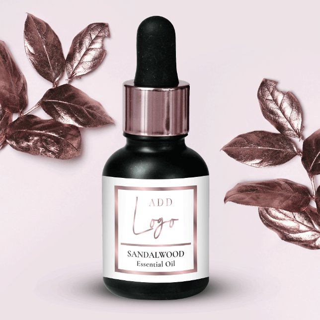 Chic Rose Gold Essential Oil Small Dropper Flasche (Elegant rose gold essential oil dropper bottle wrapper labels)