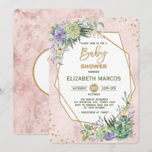 Chic Rose Gold Fiesta Kinderdusche Einladung Geome