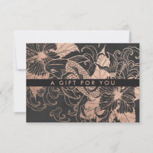 Chic Rose Gold Floral Koi Geschenkgutschein