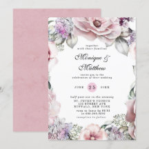 Chic Rose Gold Floral und Eukalyptus Wedding Invit