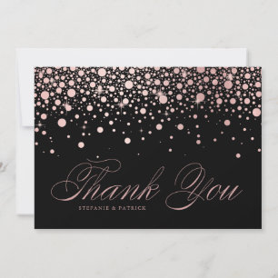 Chic Rose Gold Foil Confetti Tropfen Schwarze Hoch Dankeskarte