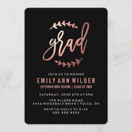 Chic Rose Gold Foil | Graduierungspartei Einladung
