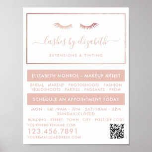 Chic Rose Gold Foil Lashes Schönheit Makeup Artist Poster