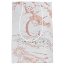 Chic Rose Gold Foil Marmor Monogramm