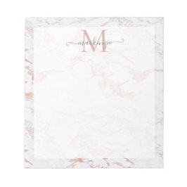 Chic Rose Gold Foil Marmor Monogramm Notizblock