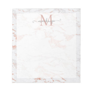 Chic Rose Gold Foil Marmor Monogramm Notizblock