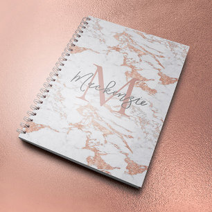 Chic Rose Gold Foil Marmor Monogramm Notizbuch