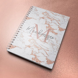 Chic Rose Gold Foil Marmor Monogramm Notizbuch