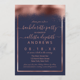 Chic Rose Gold Foil Sprayed Confetti Bachelorette Einladung