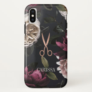 Chic Rose Gold Friseurschere auf Dunkelblume Case-Mate iPhone Hülle