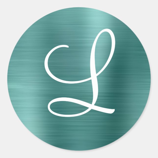 Chic Rose Gold gebürstetes Metallrosa Monogramm Runder Aufkleber (Vorderseite)