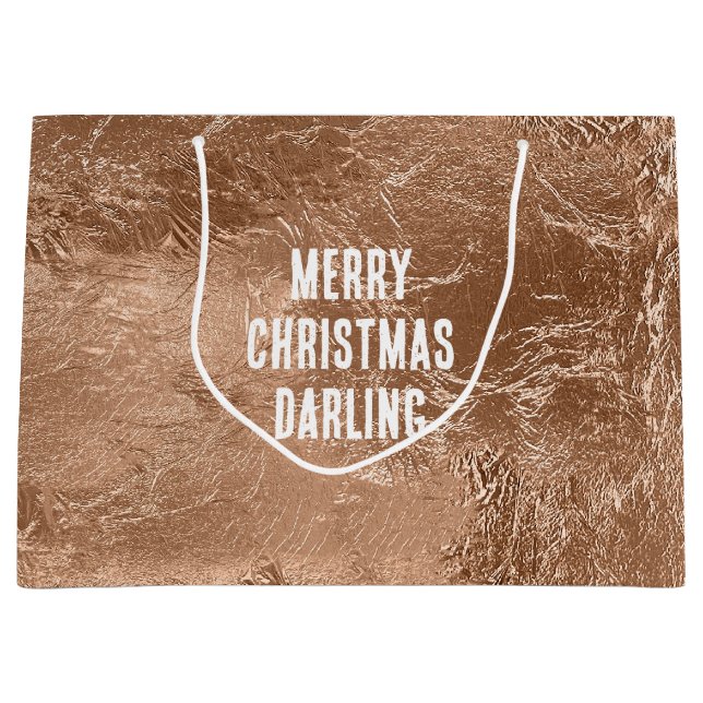 Chic Rose Gold Glam Große Geschenktüte (Vorderseite)