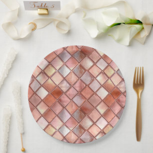 Chic Rose Gold Glam Tiles Pappteller