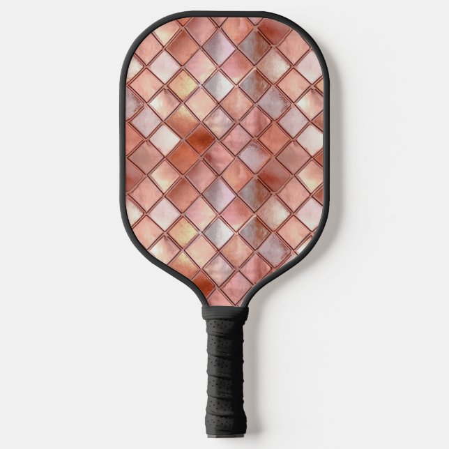 Chic Rose Gold Glam Tiles Pickleball Schläger (Vorderseite)