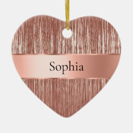 Chic Rose Gold Glam Tinsel Streifen Weihnachten Keramik Ornament