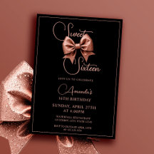 Chic Rose Gold Glitzer Bow Sweet 16 Geburtstag
