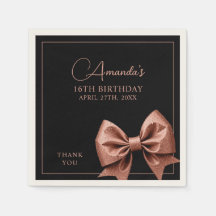 Chic Rose Gold Glitzer Bow Sweet 16 Geburtstag