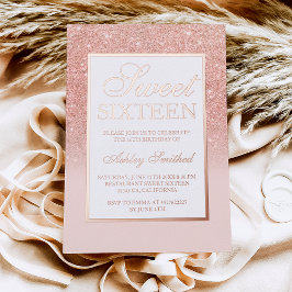 Chic Rose Gold Glitzer Glitzern ombre Sweet 16 Folieneinladung