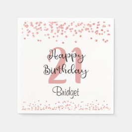 Chic Rose Gold Glitzer HAPPY 21. GEBURTSTAG Name Serviette