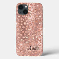Chic Rose Gold Glitzer Leopard