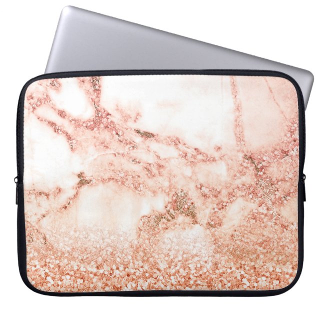 Chic Rose Gold Glitzer ombre Rosa Glitzer Marmor Laptopschutzhülle (Vorderseite)