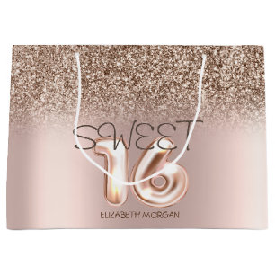 Chic Rose Gold Glitzer Ombre Sweet 16 Große Geschenktüte