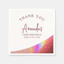 Chic Rose Gold Glitzer Regenbogen Sweet 16 Geburts