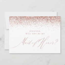 Chic Rose Gold Glitzer Script Weiße Trauzeugin Einladung