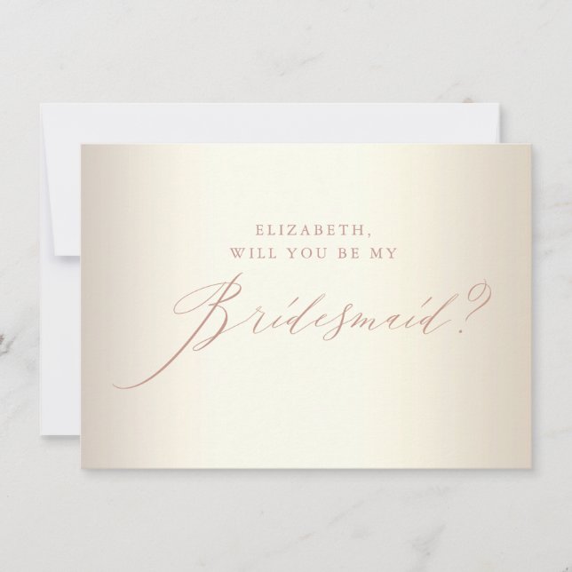 Chic Rose Gold Glitzer Script White Bridesmaid Inv Einladung (Vorderseite)