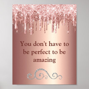 Chic Rose Gold Glitzer Sparkone Motivierend Poster