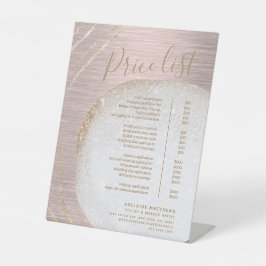 Chic Rose Gold Glitzer Stylist Salon Preisliste Sockelschild