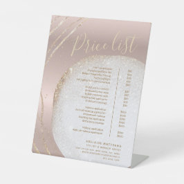 Chic Rose Gold Glitzer Stylist Salon Preisliste Sockelschild