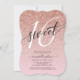 Chic Rose Gold Glitzer Sweet 16 Geburtstagsparty Einladung