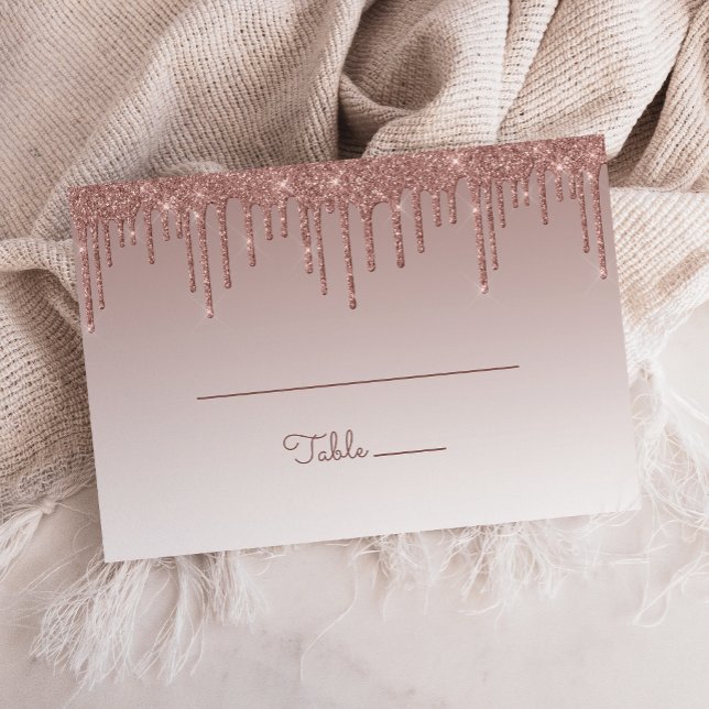 Chic Rose Gold Glitzer Tropfen Party Grosses Flat Platzkarte (Von Creator hochgeladen)